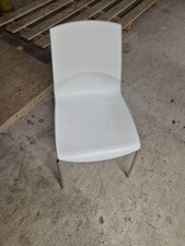 Plastic Grey & White Restaurant Chairs  Metal Frame