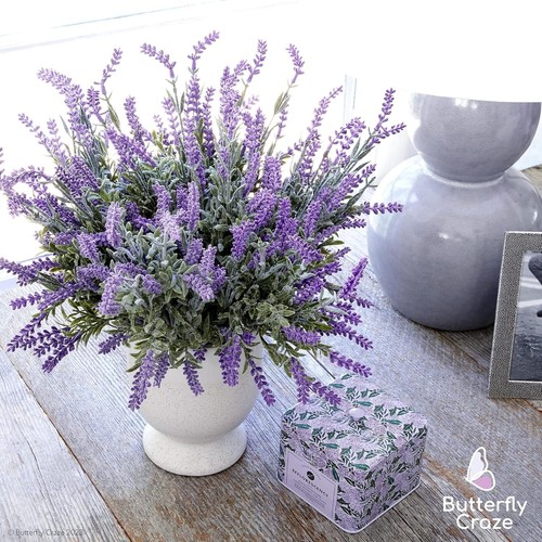 Butterfly Craze Artificial Lavender 4-Piece Bundle β Lifelike Faux Silk Plants - Picture 4 of 8