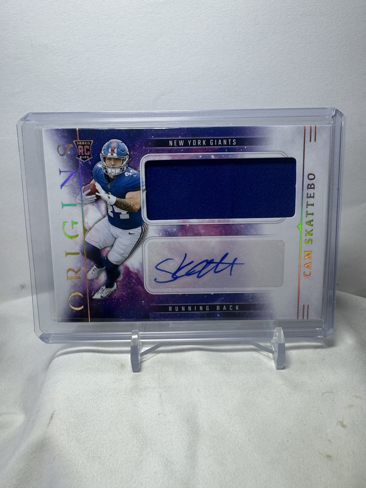 Cam Skattebo 2025 Origins Rookie Jumbo Jersey Auto RPA