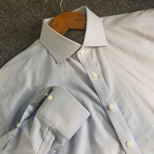Twillory Shirt Mens L 16.5 34 35 Blue Plaid Performance Fabric Dress Button Up