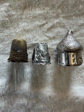 Lot of three whimsical thimbles Hersheys Kiss, TrainEngine, Hot Air Balloon