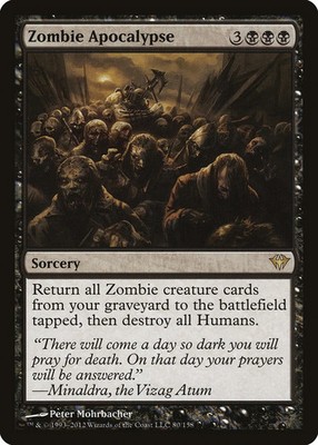 Zombie Apocalypse Dark Ascension HEAVILY PLD Black Rare MAGIC MTG