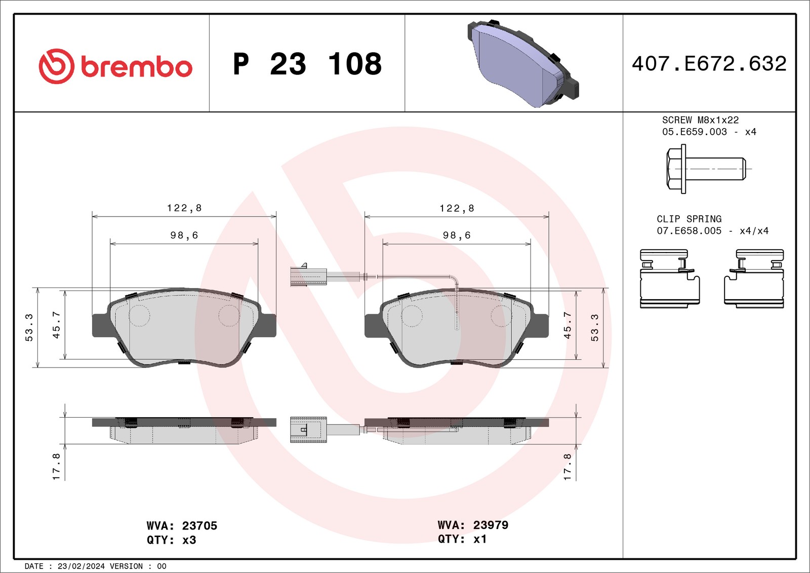 Für BREMBO KLOCKI SZCZEKI CYLINDERKI P 23 108 BRAKE PADS FRONT 123X53 - Bild 5