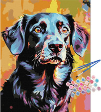 Black Labrador Paint by Numbers Kit for Adults, Dog Paint by Number Adult Canvas