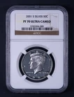 2001-S Silver Kennedy Half Dollar Proof NGC PF70 Ultra Cameo BB089