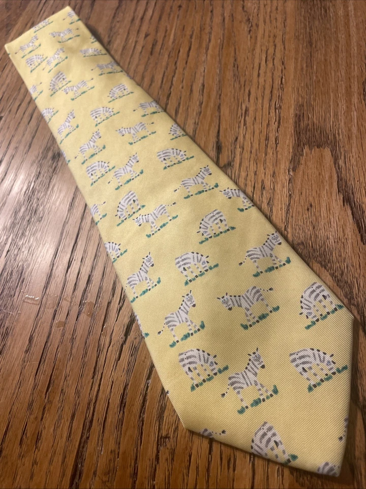 Винтажный мужской галстук EUC Alynn Neckwear Zebras Tiny Animal шелковый галстук сделано в США - Изображение 2 из 4