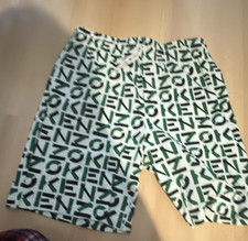 KENZO Boys Athletic Logo Shorts Drawstring White Green Black 10A/140