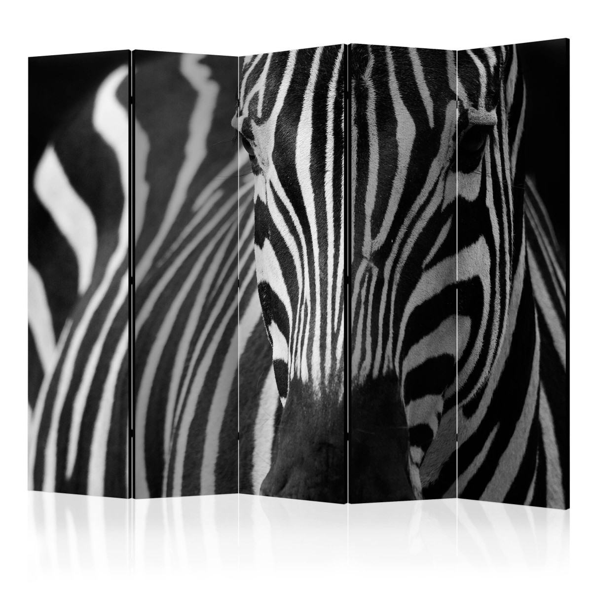 Paravent 5 volets séparateur de pièce design blanc et noir 172x225