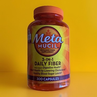 Metamucil 3 in 1 Daily Psyllium Fiber Supplement 300ct-EXP 08/2028 Sealed