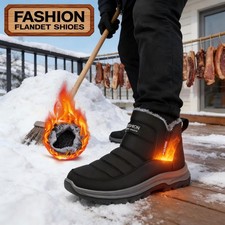 Men's Windproof Plush Ankle Boots - Winter Warm Anti-Slip Short Snow Boots