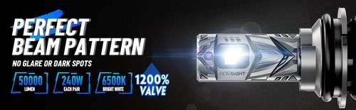 NOVSIGHT 9004/HB1 LED Headlight Bulbs Bright 50000LM 6500K High/Low Beam 240W - Picture 6 of 17