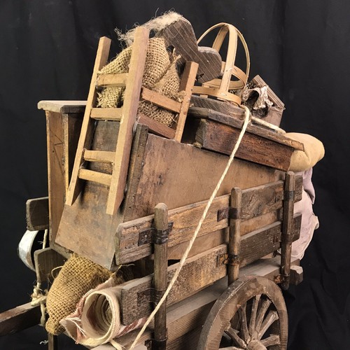 Carro 4 Maggio Sfratto Trasloco Presepe Napoletano Legno Carretto 40 X24x53cm - Foto 10 di 14