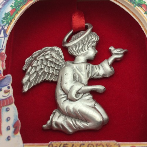 2 Vtg Pewter Angels Christmas Ornaments Lindsay Claire Designs Made in Canada - Picture 6 of 16
