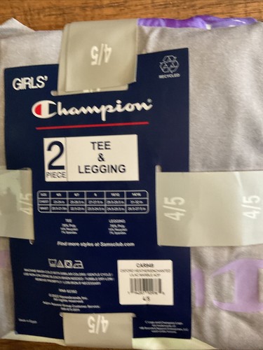 Champion Grey/Purple Short Sleeved Tee & Marbled Legging Set Size 4/5 - Picture 2 of 2
