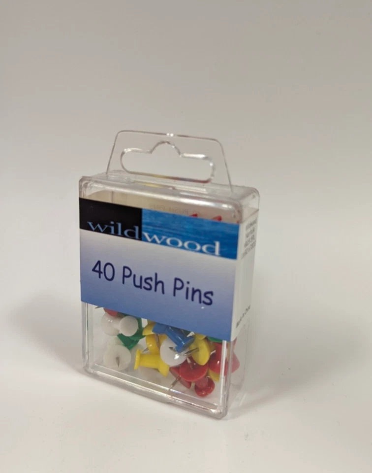 Pack of 40 primary coloured push pins drawing pin desk office work thumb tacks - Image 2 of 4