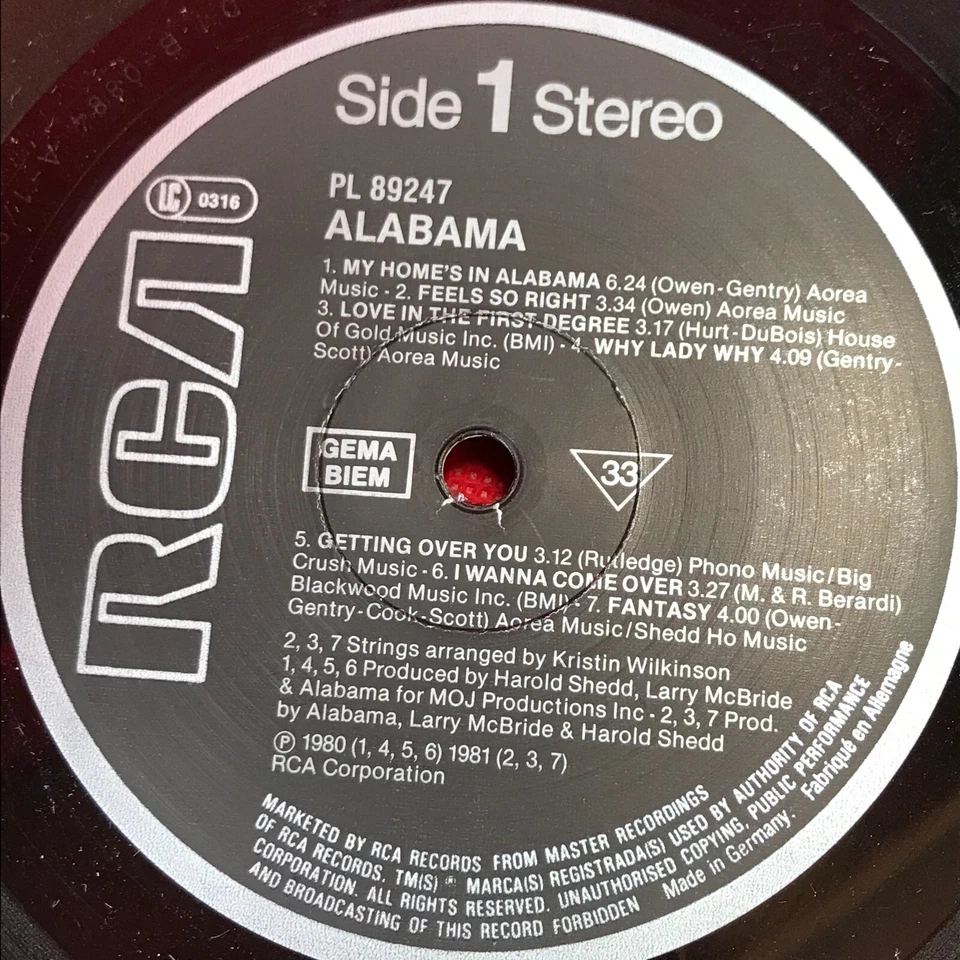 ALABAMA Alabama 1984 German vinyl LP compilation My Home's In Tennessee River - Image 3 of 4