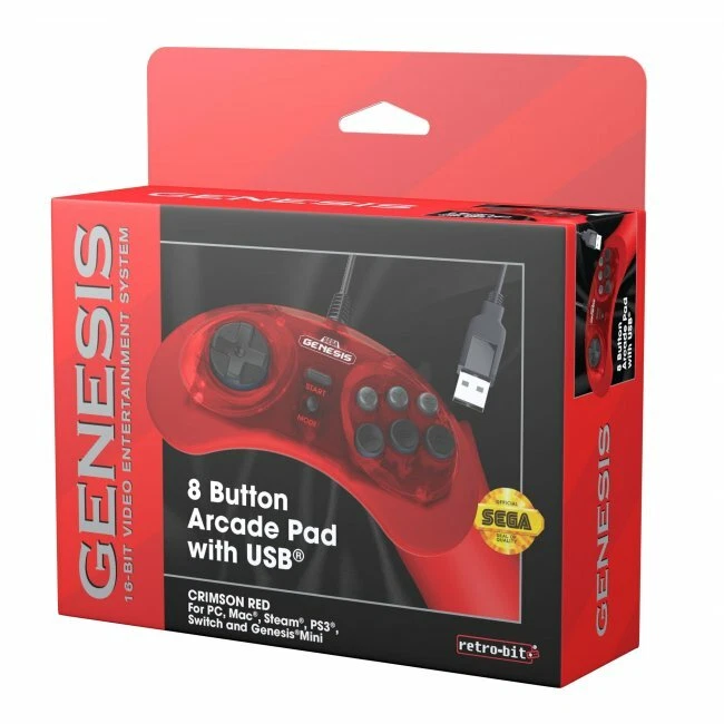 Retro-Bit Official Sega Genesis USB Controller 8-Button PC/Mac Raspberry Pi Red - Image 4 of 4