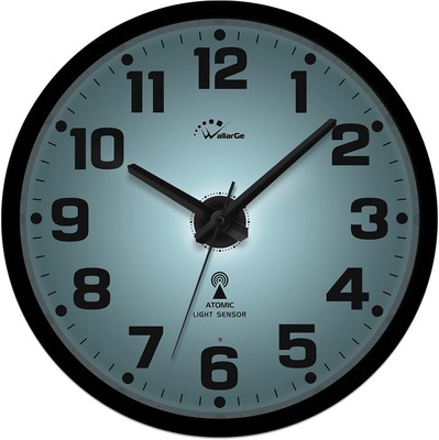 WallarGe Atomic Wall Clock with Night Light Silent Lighted up Wall Clock Glow