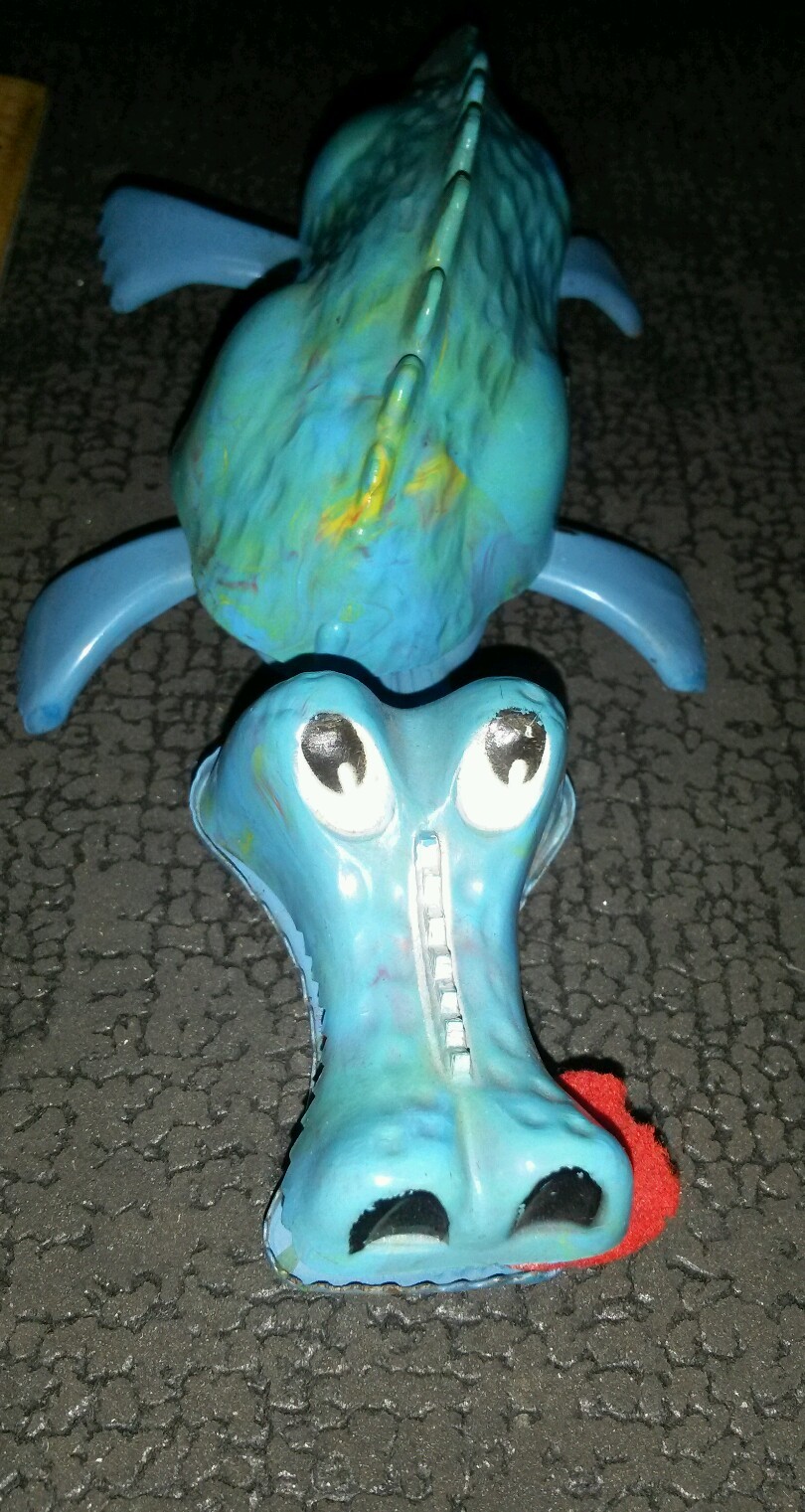 Vintage tin wind up and plastic alligator toy triang minic jabberwock