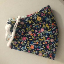 Blue Dainty Floral Cloth Face Mask Handmade Adult Size Ready to Ship