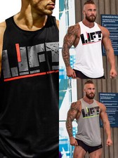 Men's GYM Cotton Sleeveless LIFT Tank Tops Fitness Bodybuilding Workout Vest