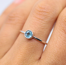Blue Topaz Gemstone Ring Solid 925 Sterling Silver Beautiful Ring All Size MK 