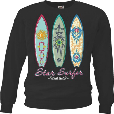 Sweatshirt STAR SURFER SURFEN BEACH SURFBRETT LONGBOARD WELLENREITEN WELLEN