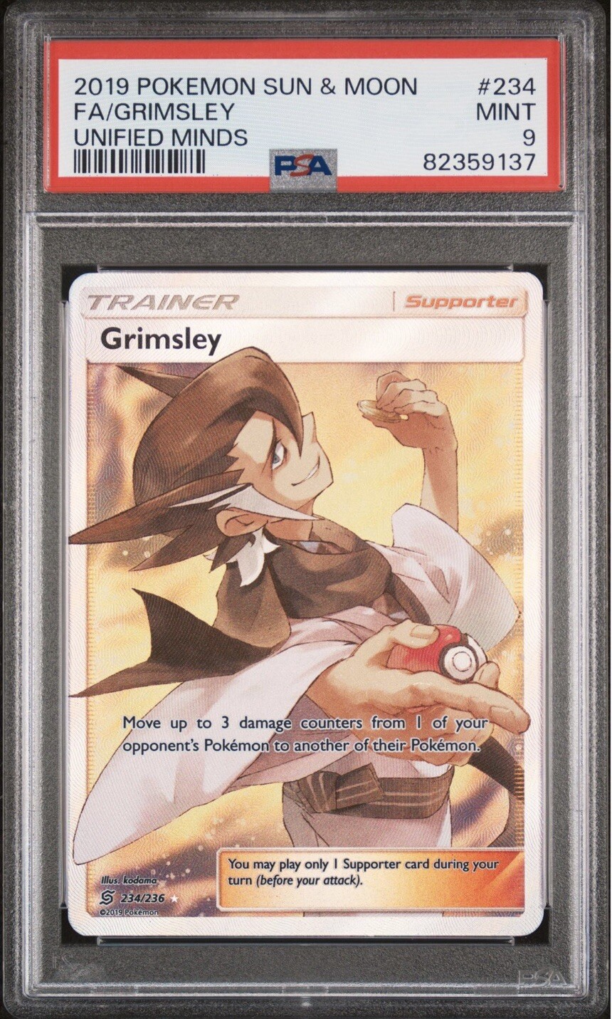 Pokemon - Grimsley 234/236 Full Art Trainer - Unified Minds 2019 - PSA 9 Mint