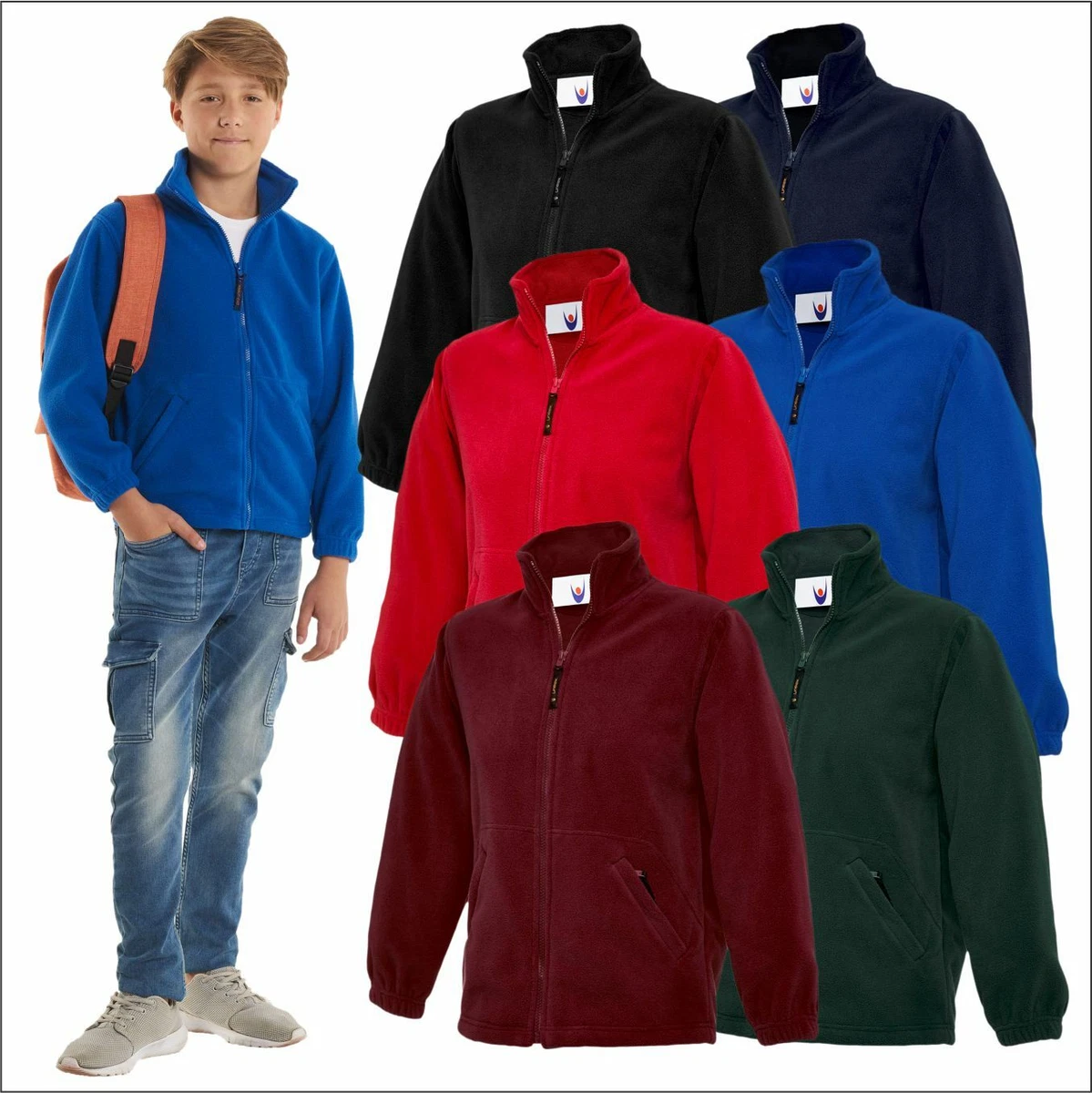 Uneek Childrens Full Zip Micro Fleece Jacket Kids School Boys Girls Cardigan TOP