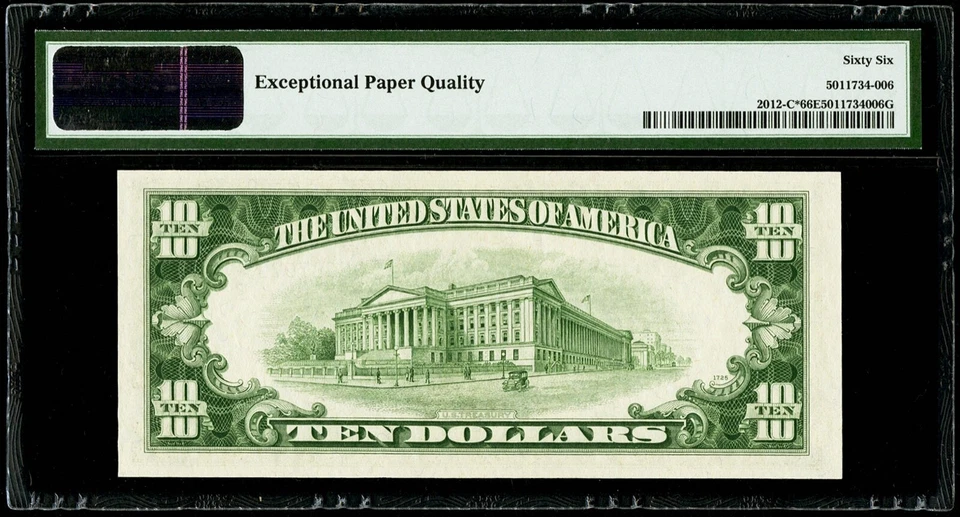$10 1950B Federal Reserve * Star Note Philadelphia Fr#2012-C* PMG 66 EPQ Gem UNC - Image 2 of 3