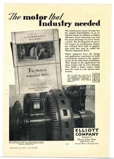 1930 Elliott Company Ad: Synchronous Motor International Milling - Moosejaw, SA