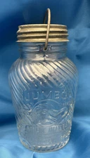 Vtg Jumbo Peanut Butter Glass Jar w Ball Lid & Bail Handle Frank Tea & Spice 2lb