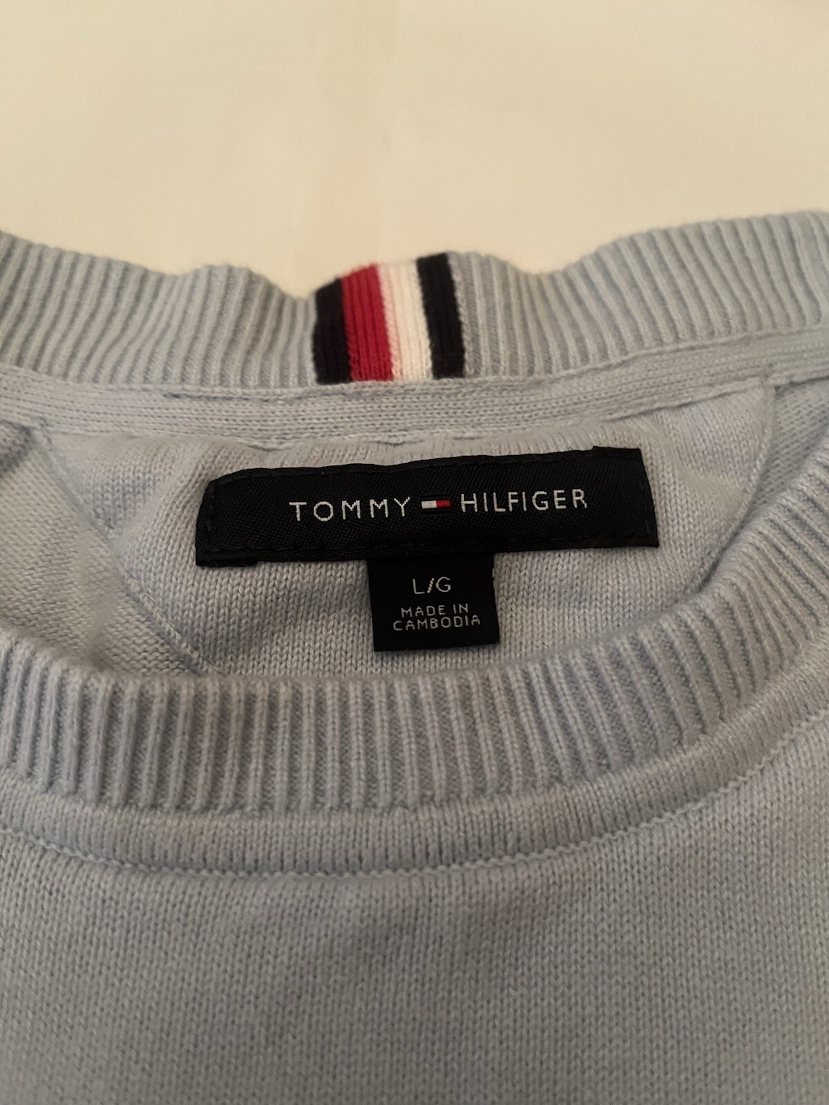 Tommy Hilfiger Men's Essential Solid All Cotton Flag Logo Crewneck Sweater Sz L image 3