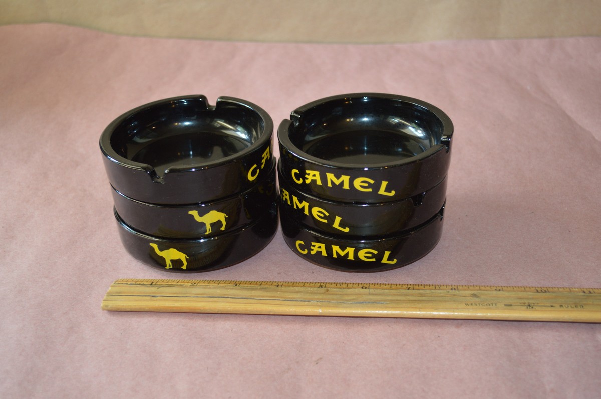 SET of 6 NEW Vintage CAMEL Cigarettes Joe Camel GLASS ASHTRAY