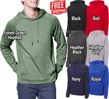 Mens Lightweight Soft French Terry Pullover Hoodie Hooded Sweatshirt XS-4XL NEW 