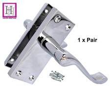 Door Handles Victorian Scroll Polished Chrome Large Back Plate Modern Interior 