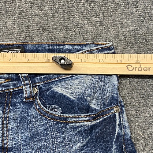 Encrypted Boy's Blue Denim Jeans Size 8 27x24 Stretch Ribbed Pockets Logo Youth - Picture 12 of 16