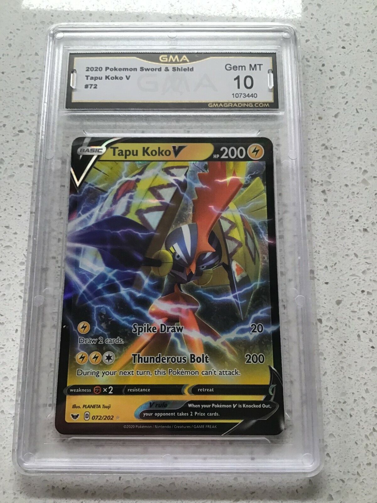 2020 POKEMON SWORD & SHIELD- 72- TAPU KOKO V- PSA 9 CARD – Pokefeens