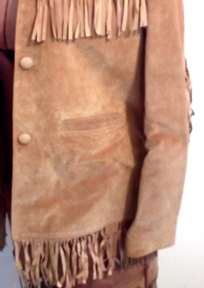 CHAQUETA FORRADA MARLBORO GEAR CUERO CASTAÑO FLECOS Vaquera Bolsillos Botón/Talla M Foto 2 de 4