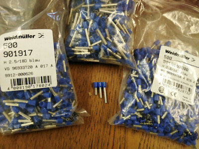 100 wire end ferrules 2.5 mm² x14 mm blue plastic collar Weidmüller Klauke insulated