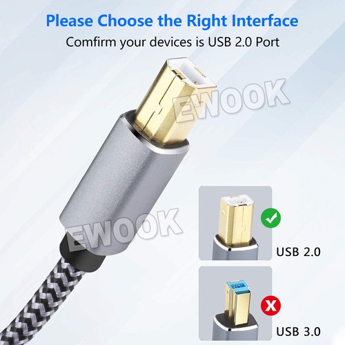 Printer Cable USB 2.0 Type A Male to B for Brother Epson Canon Scanner - Picture 4 of 13