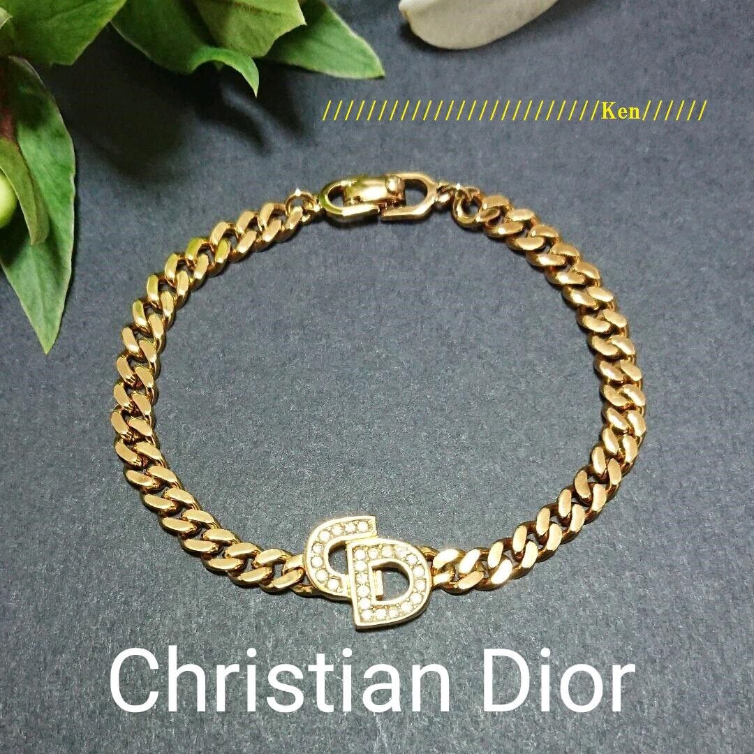 CHRISTIAN DIOR Bracelet Bangle Chain AUTH Logo Vintage Gold CHRISTIAN DIOR Bracelet Bangle Chain AUTH Logo Vintage Gold