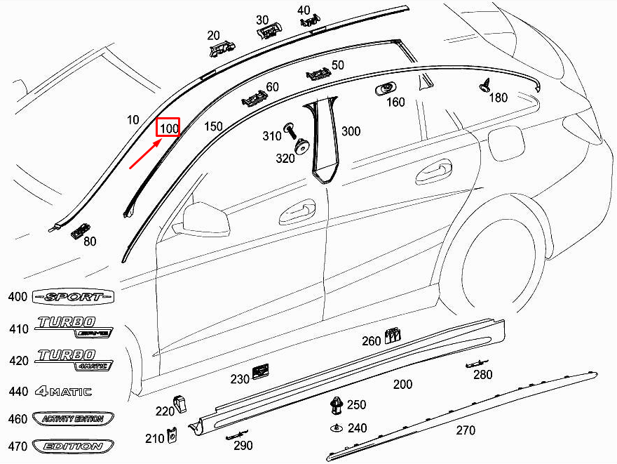 MERCEDES-BENZ CLA C117 Right Roof Frame Sealing A1176730217