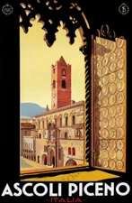 Ascoli Piceno vintage italian train travel poster repro 16x24
