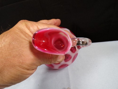 Fenton Cranberry Opalescent Glass Coin Dot Cruet w/ Stopper - Picture 7 of 10
