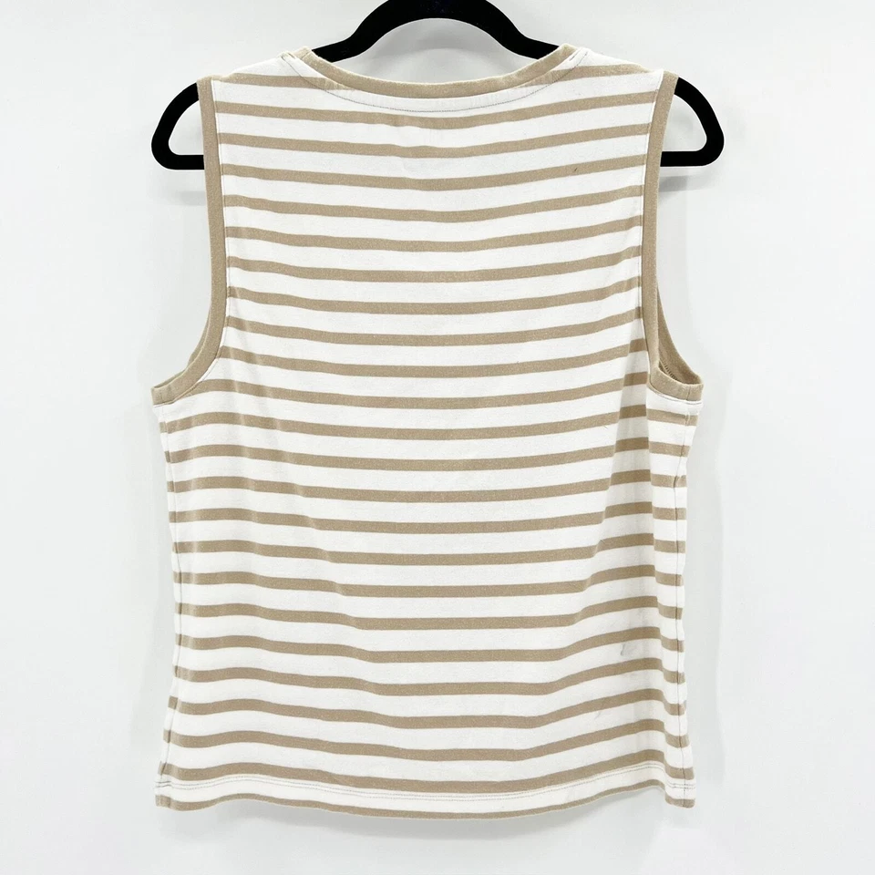Gap Women's White Tan Striped Sleeveless Pullover Tank Top Size XL - Изображение 2 из 4