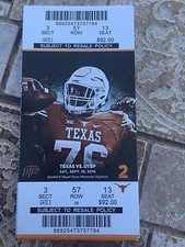 2016 TEXAS LONGHORNS VS UTEP COLLEGE FOOTBALL TICKET STUB 9/10