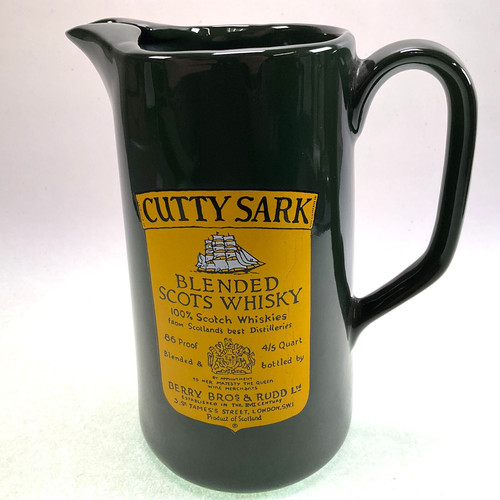 Cutty Sark Scotch Whisky Pitcher Wade England Green Ship Jug