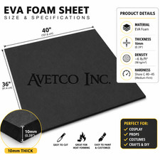 10mm EVA Foam Large Sheet 39" x 35.5" Cosplay Armor Props Medium Firm 98 kg/m 