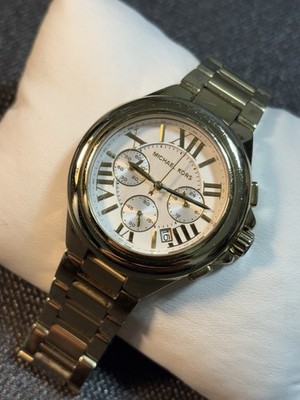 Michael Kors Ladies Chrono Mk5635 Women Gold-Tone Watch 5ATM,Runs,Some Wear